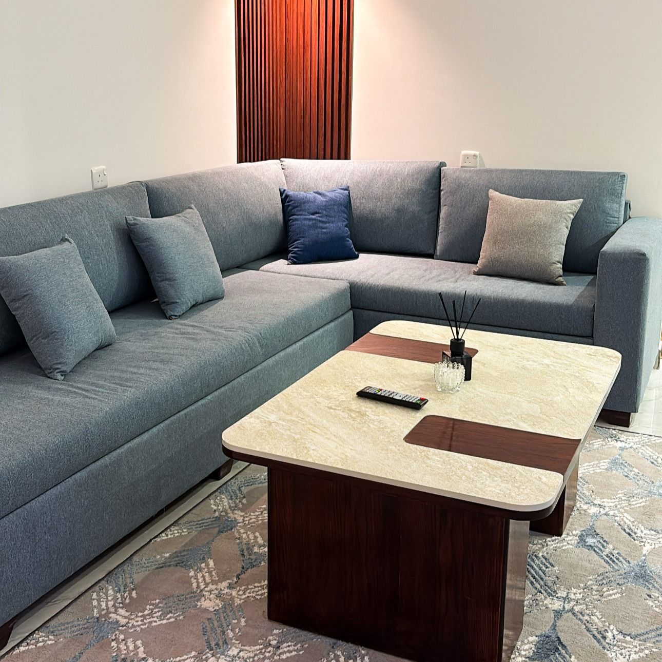 An upscale apartment in a bedroom and a lounge